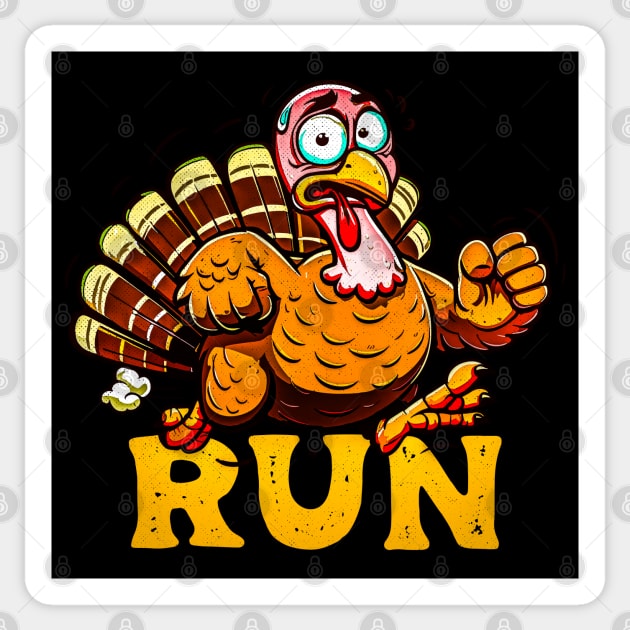 Turkey Trot Running Funny Thanksgiving Costume Run Sticker by alyssacutter937@gmail.com